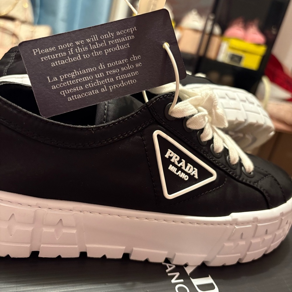 Prada Milano Black and White Sneakers - Picture 4 of 9
